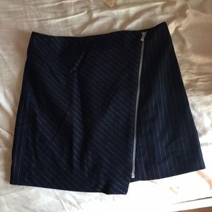Navy striped asymmetrical skirt